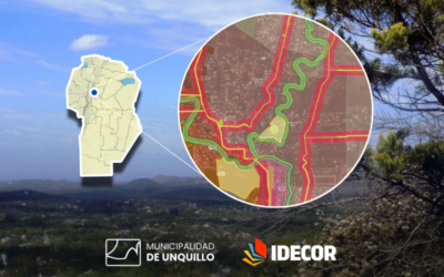 Planeamiento, riesgos de inundación y áreas protegidas: Unquillo pública 5 mapas con IDECOR Ciudades